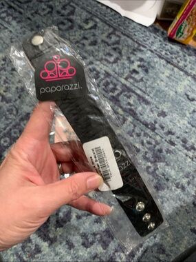 Paparazzi pleather adjustable snap bracelet for biker or goth look